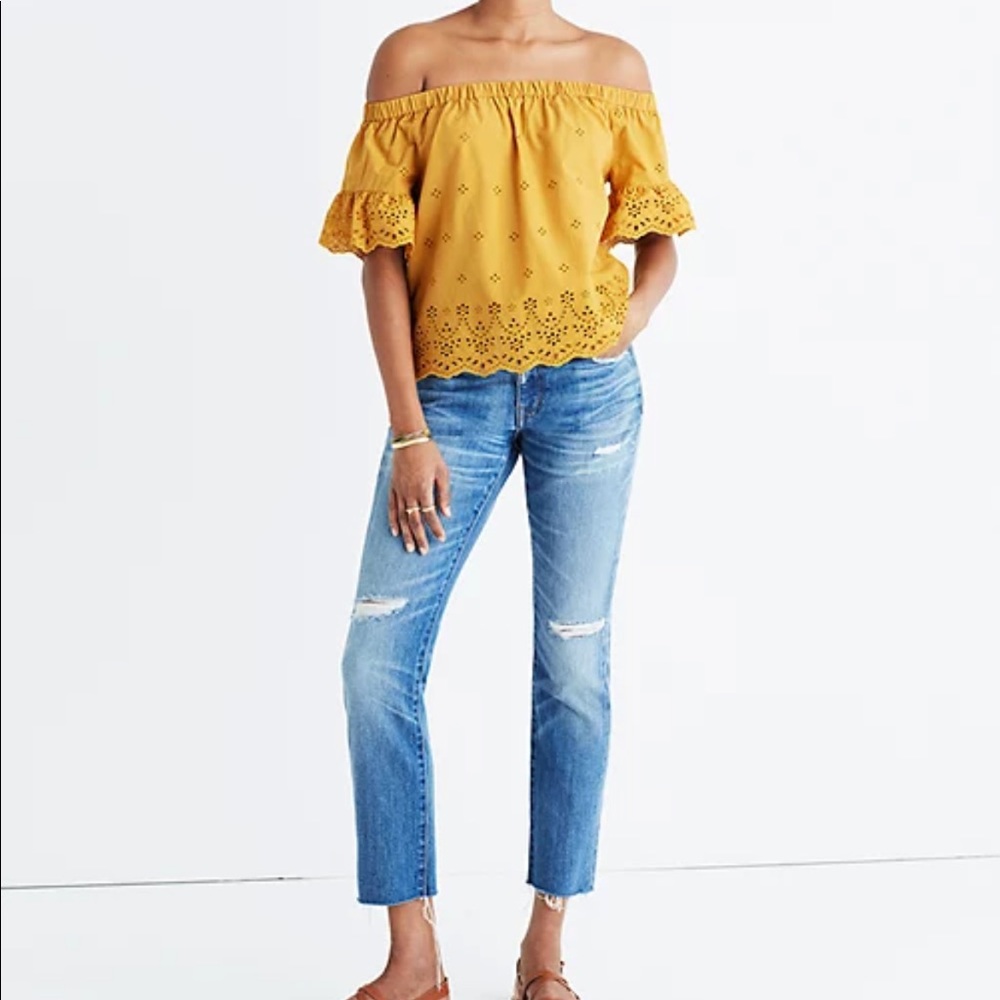 Madewell off the shoulder eyelet top